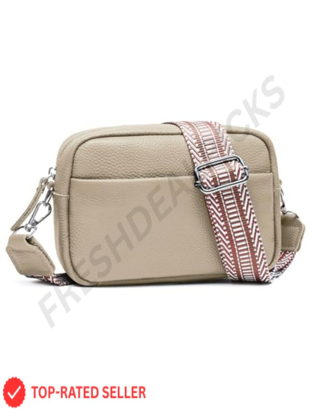 Genuine Leather Small Crossbody Bag RFID Blocking Wide Strap